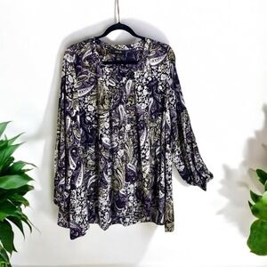 Style & Co. Women's Blouse Plus Size 1X‎ Relaxed Fit High Low Hem Pullover Top